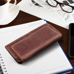 Apple iPhone 12 mini Etui universel, Étuis horizontaux, Étui de ceinture ROYAL Crazy Horse Brun 