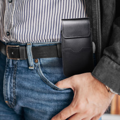 Apple iPhone 11 Etui universel, Étui de ceinture ROYAL - Leather universal flap pocket Noir 