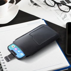 XIAOMI Redmi Note 10 Pro Etui universel, Étui de ceinture ROYAL - Leather universal flap pocket Noir 