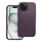 Apple iPhone 15 Coque Leather Mag Cover Élégant  MagSAFE  Violet foncé