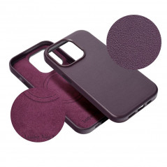 Apple iPhone 15 Coque Leather Mag Cover Élégant  MagSAFE  Violet foncé