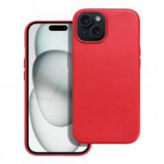 Apple iPhone 15 Coque Leather Mag Cover Élégant  MagSAFE  Rouge