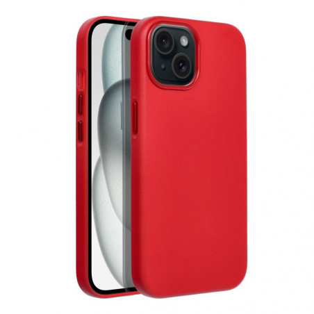 Apple iPhone 15 Coque Leather Mag Cover Élégant  MagSAFE  Rouge