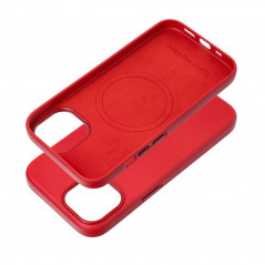 Apple iPhone 15 Coque Leather Mag Cover Élégant  MagSAFE  Rouge