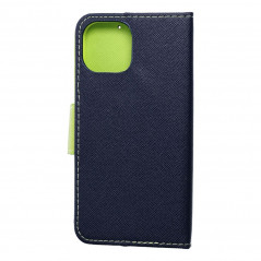 Apple iPhone 15 Portefeuilles Fancy Book Marine / Citron vert