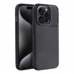 Apple iPhone 15 Coque Carbon premium Élégant  Noir