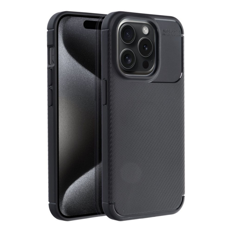 Apple iPhone 15 Coque Carbon premium Élégant  Noir