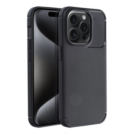 Apple iPhone 15 Coque Carbon premium Élégant  Noir