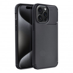 Apple iPhone 15 Coque Carbon premium Élégant  Noir