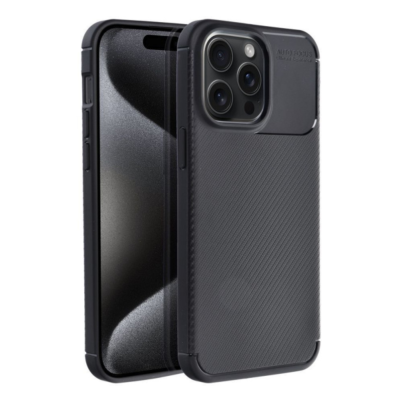 Apple iPhone 15 Coque Carbon premium Élégant  Noir