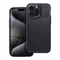Apple iPhone 15 Coque Carbon premium Élégant  Noir