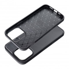 Apple iPhone 15 Coque Carbon premium Élégant  Noir