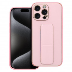 Apple iPhone 15 Pro Max Coque LEATHER Case Kickstand Rose