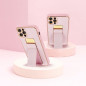 Apple iPhone 15 Pro Max Coque LEATHER Case Kickstand Rose