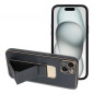 Apple iPhone 15 Plus Coque LEATHER Case Kickstand Noir
