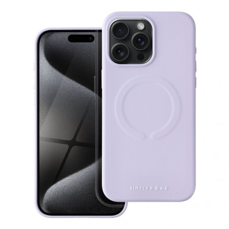 Apple iPhone 15 Pro Max Coque Roar Leather Mag Élégant  MagSAFE  Violet (Purple)