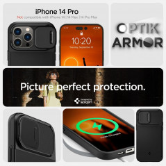 Apple iPhone 14 Pro Coque Spigen Optik Armor Noir