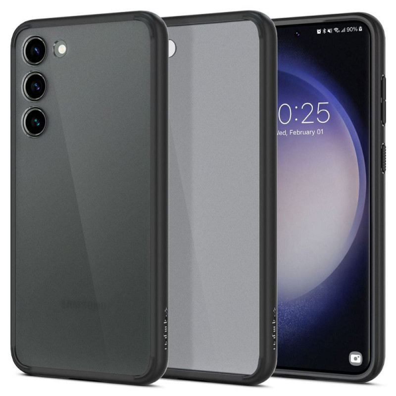 Samsung Galaxy S23 Plus 5G Coque Spigen Ultra Hybrid Clair comme du cristal  Noir givré