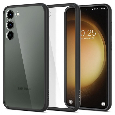 Samsung Galaxy S23 5G Coque Spigen Ultra Hybrid Clair comme du cristal  Noir mat