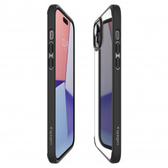 Apple iPhone 15 Plus Coque Spigen Ultra Hybrid Clair comme du cristal  Noir mat