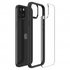 Apple iPhone 15 Plus Coque Spigen Ultra Hybrid Clair comme du cristal  Noir mat