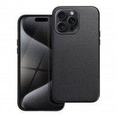 Apple iPhone 15 Pro Max Coque Leather Mag Cover Élégant  MagSAFE  Noir