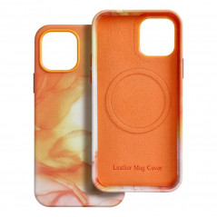 Apple iPhone 15 Pro Max Coque Leather Mag Cover Élégant  MagSAFE  Éclaboussure d'orange