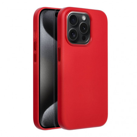 Apple iPhone 15 Pro Coque Leather Mag Cover Élégant  MagSAFE  Rouge