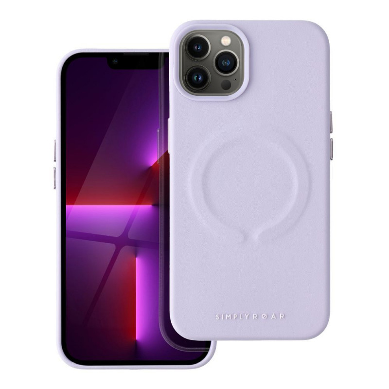 Apple iPhone 14 Coque Roar Leather Mag Élégant  MagSAFE  Violet (Purple)