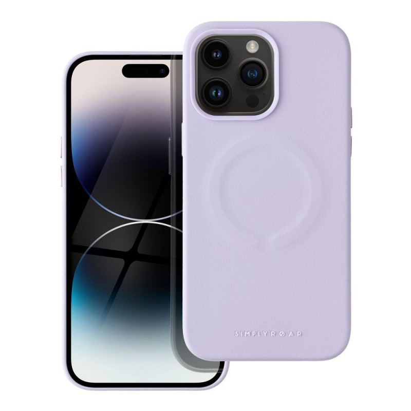 Apple iPhone 14 Pro Max Coque Roar Leather Mag Élégant  MagSAFE  Violet (Purple)