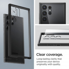 Samsung Galaxy S23 Ultra 5G Coque Spigen Ultra Hybrid Clair comme du cristal  Noir mat