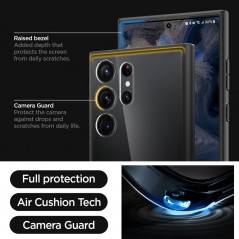Samsung Galaxy S23 Ultra 5G Coque Spigen Ultra Hybrid Clair comme du cristal  Noir mat
