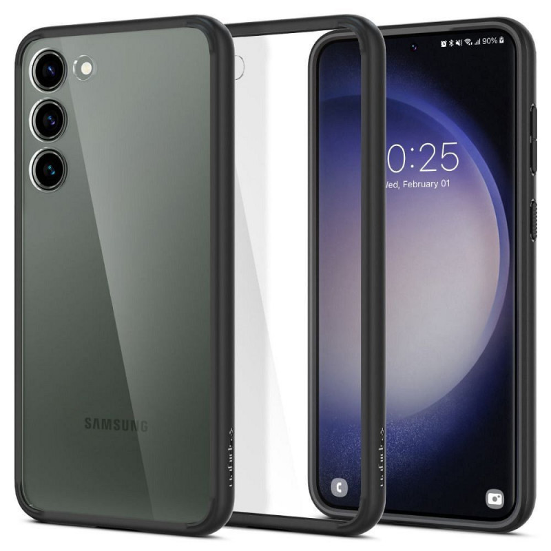 Samsung Galaxy S23 Plus 5G Coque Spigen Ultra Hybrid Clair comme du cristal  Noir mat