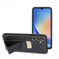 Samsung Galaxy A34 Coque LEATHER Case Kickstand Noir