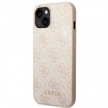 Apple iPhone 14 Coque Guess 4G Gold Logo Élégant  Rose