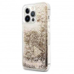 Apple iPhone 14 Pro Max Coque Guess Liquide Glitter Charms Élégant  Or