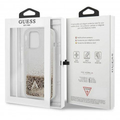 Apple iPhone 14 Pro Max Coque Guess Liquide Glitter Charms Élégant  Or