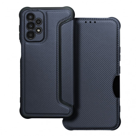 Samsung Galaxy A23 5G Portefeuilles Razor Book Fibre de carbone, Modèle de carbone  Bleu
