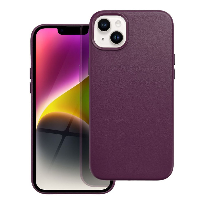 Apple iPhone 14 Plus Coque Leather Mag Cover Élégant  MagSAFE  Violet foncé