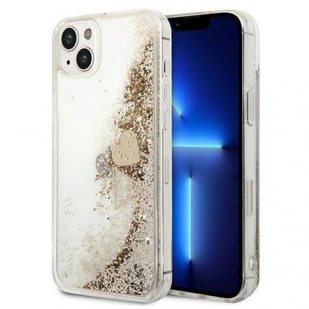 Apple iPhone 14 Coque Guess Liquide Glitter Charms Élégant  Or