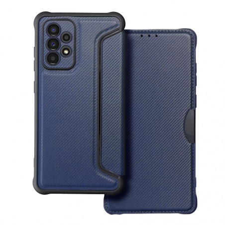 Samsung Galaxy A52 LTE Portefeuilles Razor Book Fibre de carbone, Modèle de carbone  Bleu