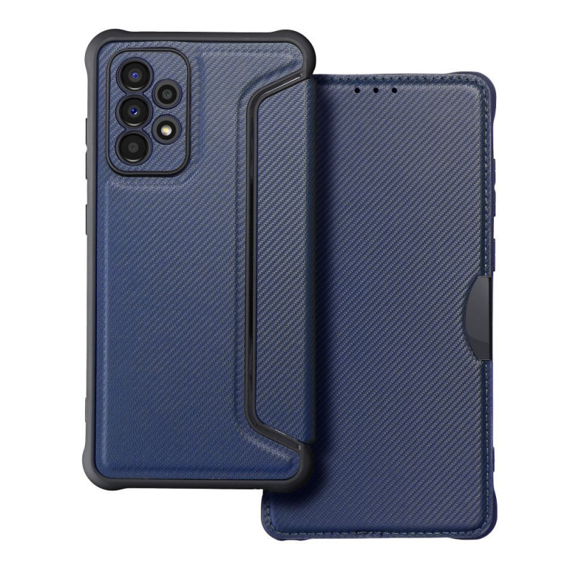 Samsung Galaxy A52s 5G Portefeuilles Razor Book Fibre de carbone, Modèle de carbone  Bleu