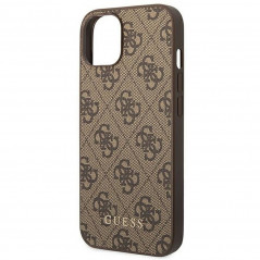 Apple iPhone 14 Plus Coque Guess 4G Gold Logo Élégant  Brun