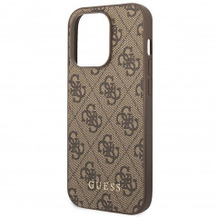 Apple iPhone 14 Pro Coque Guess 4G Gold Logo Élégant  Brun