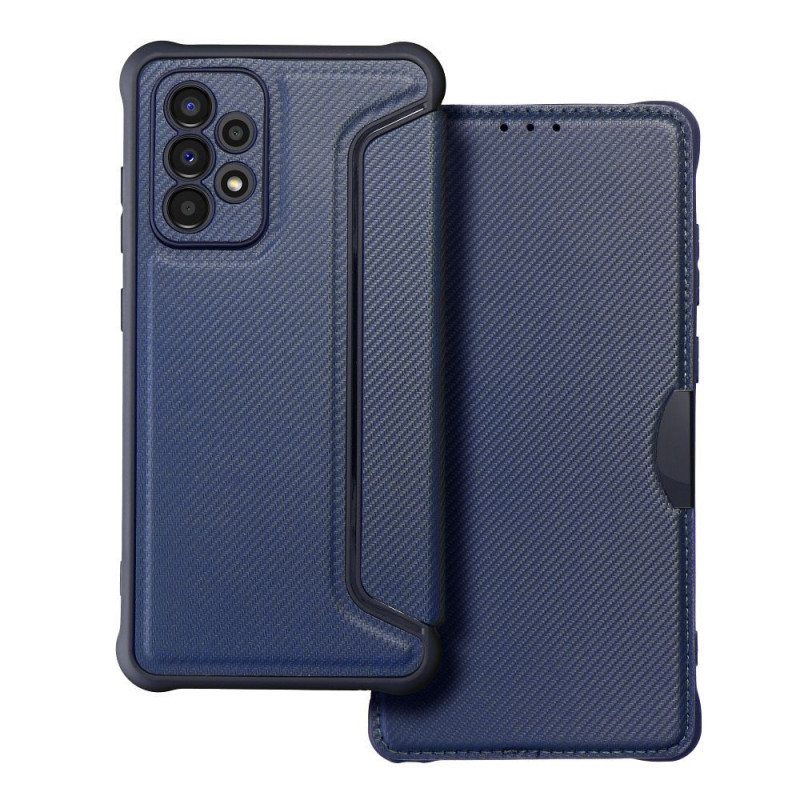 Samsung Galaxy A33 Portefeuilles Razor Book Fibre de carbone, Modèle de carbone Bleu Samsung Galaxy A33 Portefeuilles Razor Book Fibre de carbone, Modèle de carbone Bleu