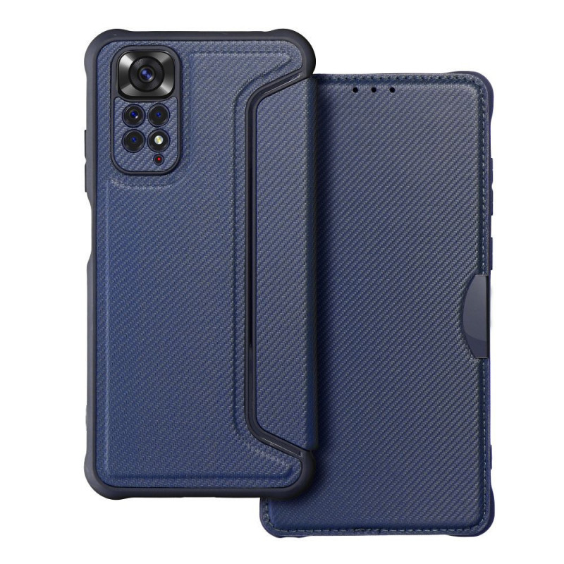 XIAOMI Redmi Note 11 Portefeuilles Razor Book Fibre de carbone, Modèle de carbone  Bleu