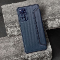 XIAOMI Redmi Note 11 Pro 5G Portefeuilles Razor Book Fibre de carbone, Modèle de carbone  Bleu