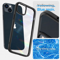 Apple iPhone 14 Plus Coque Spigen Ultra Hybrid Clair comme du cristal  Noir mat