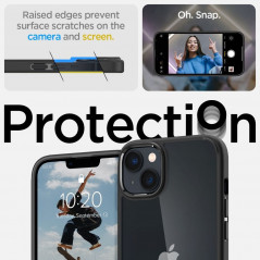 Apple iPhone 14 Plus Coque Spigen Ultra Hybrid Clair comme du cristal  Noir mat