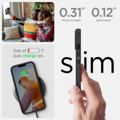 Apple iPhone 14 Plus Coque Spigen Ultra Hybrid Clair comme du cristal  Noir mat